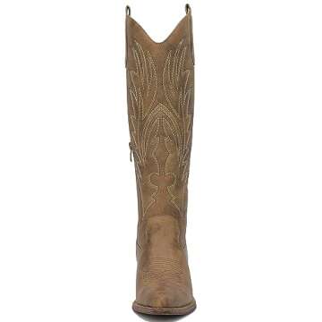 GLOBALWIN Women's Camel Cowboy Boots for Women Embroidered Knee High Boots The Western Cowgirl Boots 8M