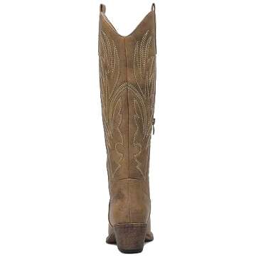GLOBALWIN Women's Camel Cowboy Boots for Women Embroidered Knee High Boots The Western Cowgirl Boots 8M