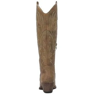 GLOBALWIN Women's Camel Cowboy Boots for Women Embroidered Knee High Boots The Western Cowgirl Boots 8M