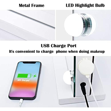LilyHome Lighted Makeup Vanity Mirror with USB Charging