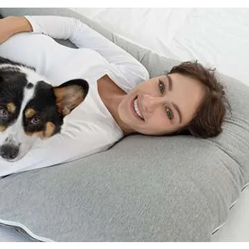 Meiz Pregnancy Pillows Cooling, Pregnancy Pillow U Shaped, Full Body Pillow and Maternity Pillow for Support Neck/Back/Legs with Pregnancy Pillow Cooling Jersey Cover & Velvet Cover, Grey