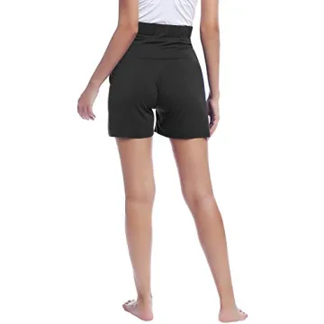 Joyaria Ladies Pregnancy PJ Shorts Over The Belly Yoga Lounge Pajamas Sleep Bottoms Maternity Summer Sleepwear (Black, XL)