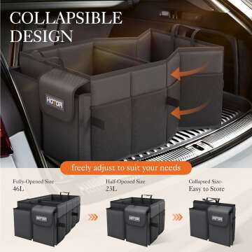 HOTOR Trunk Organizer - Sturdy & Foldable for Cars
