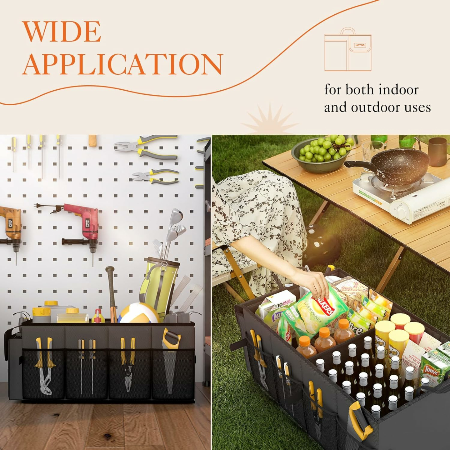 HOTOR Trunk Organizer - Sturdy & Foldable for Cars