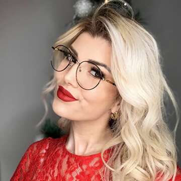 Cyxus Blue Light Glasses Round Frame UV Blocking Computer Glasses Clear Lens Tortoise Metal Eyewear Ultra Light Relieve Digital Screen Eye Strain, Headache