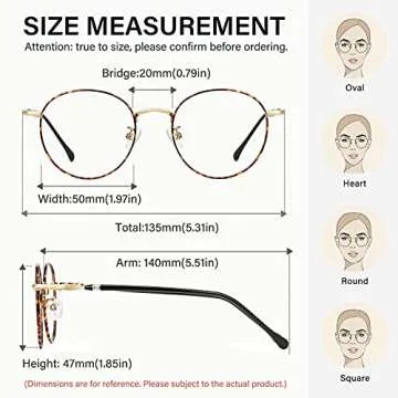 Cyxus Blue Light Glasses Round Frame UV Blocking Computer Glasses Clear Lens Tortoise Metal Eyewear Ultra Light Relieve Digital Screen Eye Strain, Headache