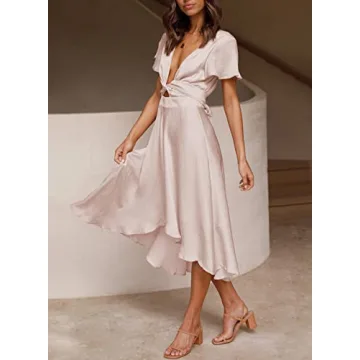 Miduo Satin Midi Dresses for Parties and Weddings
