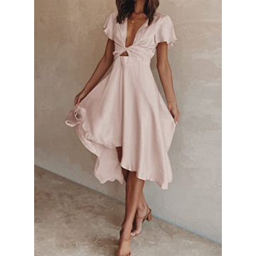 Miduo Satin Midi Dresses for Parties and Weddings