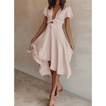 Miduo Satin Midi Dresses for Parties and Weddings