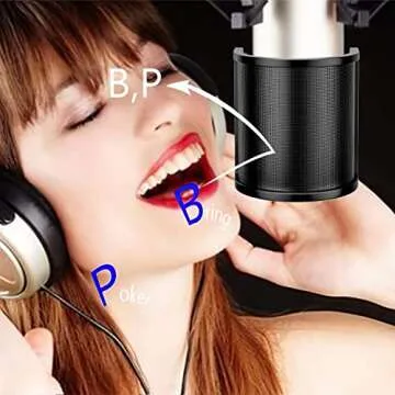 Pop Filter,PEMOTech [Upgraded Three Layers] Metal Mesh & Foam & Etamine Layer Microphone Windscreen Cover Handheld Mic Shield Mask,Microphone Accessories for Vocal Recording,Youtube videos,Streaming