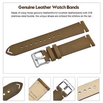 20mm Classic Genuine Leather Watch Bands for Omega x Swatch Moonswatch Quick Release Vintage Leather Watch Straps Compatible with Timex Weekender Watch for Men, White Elephant Gifts, Stocking Stuffers for Men