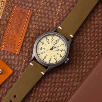 20mm Classic Genuine Leather Watch Bands for Omega x Swatch Moonswatch Quick Release Vintage Leather Watch Straps Compatible with Timex Weekender Watch for Men, White Elephant Gifts, Stocking Stuffers for Men