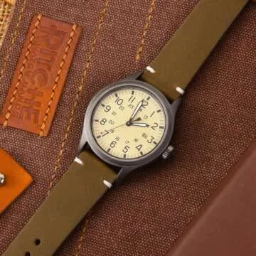 20mm Classic Genuine Leather Watch Bands for Omega x Swatch Moonswatch Quick Release Vintage Leather Watch Straps Compatible with Timex Weekender Watch for Men, White Elephant Gifts, Stocking Stuffers for Men