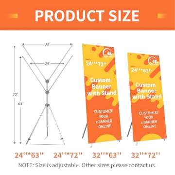 Custom X Banner 24" x 63" with X Stand, Banners and Signs Customize, Retractable Banner Customizable with Stand, Custom Personalized Banner for Business, Event, Tradeshow, Birthday, Anniversary, Party