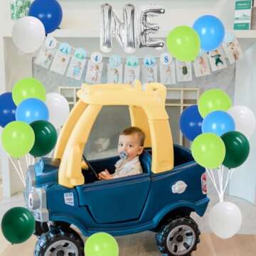 Golf 1st Birthday Decorations, Hole in One First Birthday Party Decorations - Silver Foil Letter Bal...