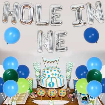 Golf 1st Birthday Decorations, Hole in One First Birthday Party Decorations - Silver Foil Letter Balloons, Golf Foil Balloons for Boys Outdoor Sports Themed Party Supplies
