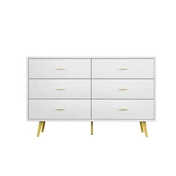 JOZZBY White Dresser: Modern 6 Drawer Storage Solution