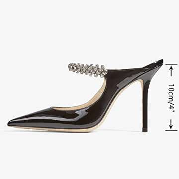 Vaslemuse Elegant Rhinestone Strappy High Heel Mules