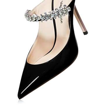 Vaslemuse Elegant Rhinestone Strappy High Heel Mules