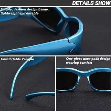 DUPER Black Sunglasses Woman- Ractangle Sunglasses for Womens, Trendy Sunglasses Men, Mob Wife Gold V Accent Sunglasses (Blue)