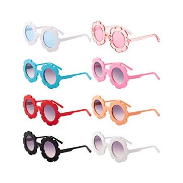 Weewooday 8 Pieces Kids Flower Sunglasses Cute Round Baby Glasses Toddler Flower Shaped Glasses for ...