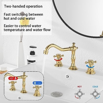 Stylish GGStudy Two Handle Bathroom Sink Faucet Gold