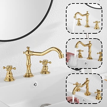 Stylish GGStudy Two Handle Bathroom Sink Faucet Gold