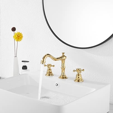 Stylish GGStudy Two Handle Bathroom Sink Faucet Gold