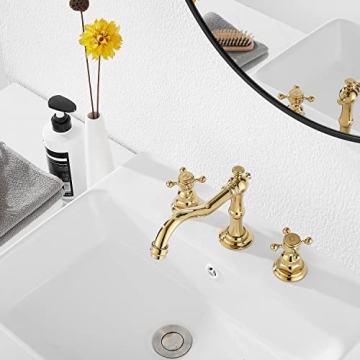 Stylish GGStudy Two Handle Bathroom Sink Faucet Gold