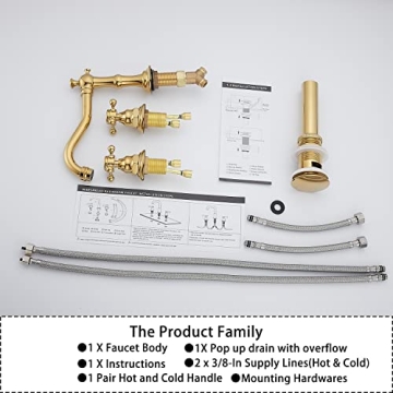 Stylish GGStudy Two Handle Bathroom Sink Faucet Gold