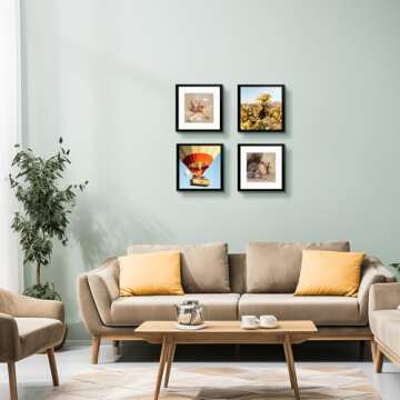 Golden State Art, 12x12 Picture Frame with Mat for 8x8 Square Picture Gallery Wall Frame for 30x30 c...