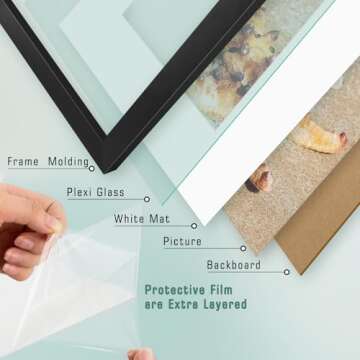 Golden State Art, 12x12 Picture Frame with Mat for 8x8 Square Picture Gallery Wall Frame for 30x30 cm Paintings Prints Photos (Black, 1 Pack)