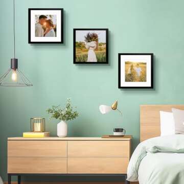 Golden State Art, 12x12 Picture Frame with Mat for 8x8 Square Picture Gallery Wall Frame for 30x30 cm Paintings Prints Photos (Black, 1 Pack)