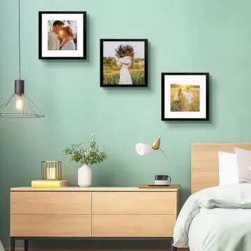 Golden State Art, 12x12 Picture Frame with Mat for 8x8 Square Picture Gallery Wall Frame for 30x30 cm Paintings Prints Photos (Black, 1 Pack)