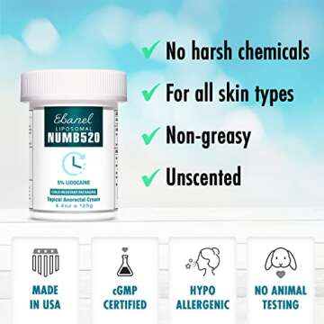 Ebanel 5% Lidocaine Numbing Cream for Pain Relief