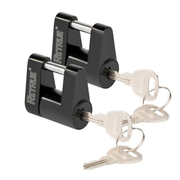 RETRUE Durable Trailer Tongue Coupler Lock - High Security, 4 Keys, Black (Pack of 2)