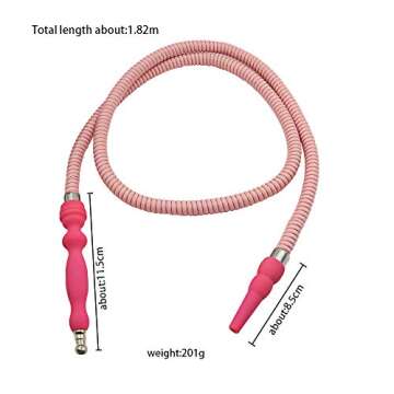 HW Rubber Handle Hookah Hose with Metal Tip Leather Wrapped Hookah Hose Washable Durable 71" Long Shisha Hose 1 PC (Pink)