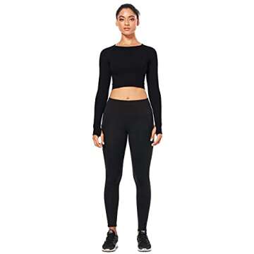 FREEYE Seamless Long Sleeve Workout Crop Top, Thumb Hole Yoga Cropped Tee Shirt Gym Training Running...