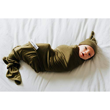 Olive Swaddle Blanket & Hat Set for Newborns - Soft & Cozy
