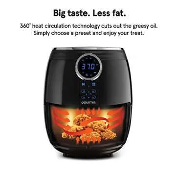 Gourmia GAF575 5-Quart Digital Air Fryer - No Oil Healthy Frying - 12 One-Touch Cooking Functions - Guided Cooking Prompts - Easy Clean-Up - Recipe Book Included