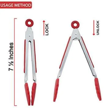 HINMAY 7-Inch Silicone Tip Tongs – Set of 3 Colors