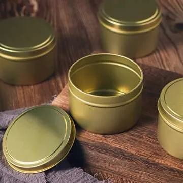 SONVIIBOX 24 Pack 8oz Candle Tins,Gold Candle tins for Making Candles Bulk,8 oz Candle Jars,Tin Jars for Candle Making,Metal tin Jars (Gold)
