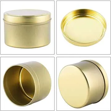 SONVIIBOX 24 Pack 8oz Candle Tins,Gold Candle tins for Making Candles Bulk,8 oz Candle Jars,Tin Jars for Candle Making,Metal tin Jars (Gold)