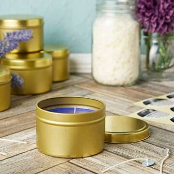 SONVIIBOX 24 Pack 8oz Candle Tins,Gold Candle tins for Making Candles Bulk,8 oz Candle Jars,Tin Jars for Candle Making,Metal tin Jars (Gold)