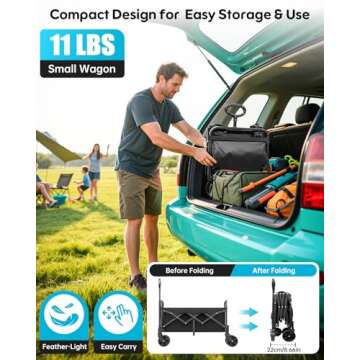 BEUSZATED Collapsible Wagon with All-Terrain Wheels