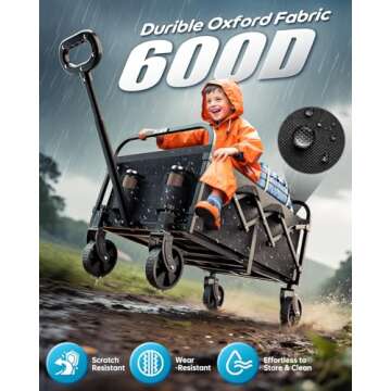 BEUSZATED Collapsible Wagon with All-Terrain Wheels