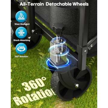 BEUSZATED Collapsible Wagon with All-Terrain Wheels