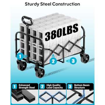 BEUSZATED Collapsible Wagon with All-Terrain Wheels