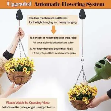 WROSWT Upgraded Retractable Plant Hanger for Easy Plant Care with Auto Lock