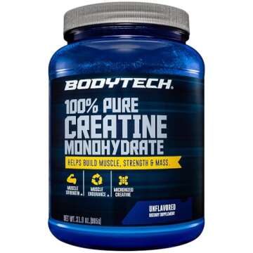 BodyTech 100% Pure Creatine Monohydrate Powder for Muscle Growth and Recovery